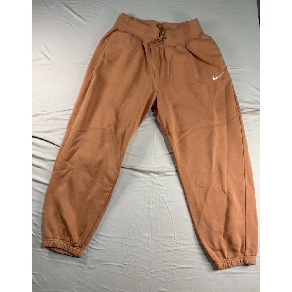 Nike Women’s Large Orange Fleece Tapered Joggers – Elastic Waist – Drawstring